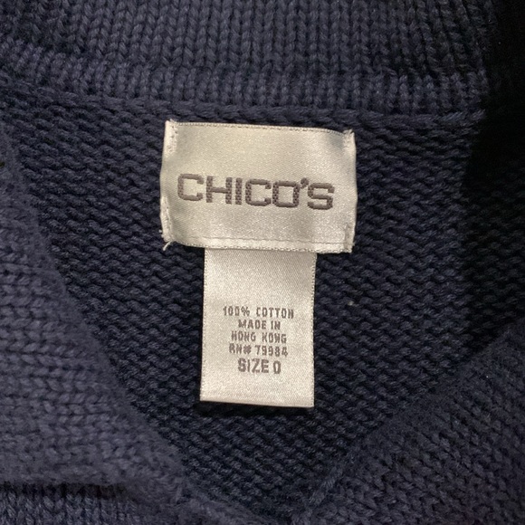 Chico’s navy blue cotton cardigan size 0 - Picture 2 of 4